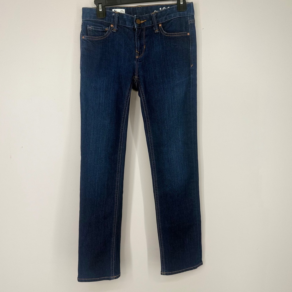Gap Real Straight Jeans Womens 25s Dark Wash 1969 Denim Classic Stretch